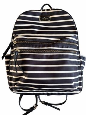 kate spade Black & White Striped large Backpack